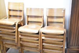 Thirteen traditional ply seated school chairs
