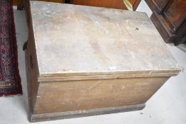 A large rustic pine bedding box, probably 19th Century, dimensions approx. W95 D61 H58cm