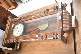 A 19th Century Vienna style wall clock complete with weights, height approx. 93cm