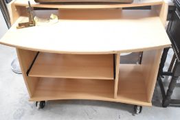 A beech laminate work desk, width approx. 100cm