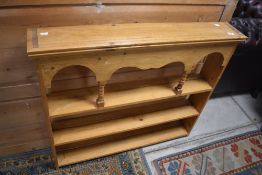 A natural pine dresser back, width approx. 97cm