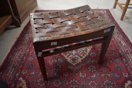 A Lakeland Arts & Crafts oak stool from the workshops of Arthur W. Simpson, with interwoven