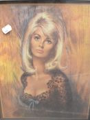 Lou Shabner (British 1917 - 1981) Lithograph 'Lucille' a portrait of a young lady in golden tones,