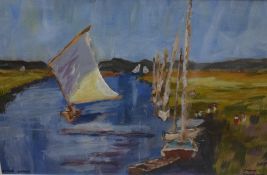 Diana T (contemporary) three acrylics on canvas 'After Seago', 'Turmoil' and 'Rainbow Bridge' within