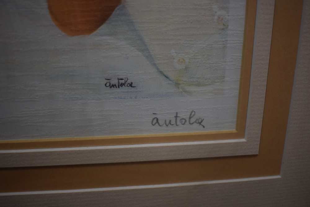 After Anna Antola (b.1930) colour print 'Nudo' depicting a partially exposed female sleeping next to - Image 4 of 5