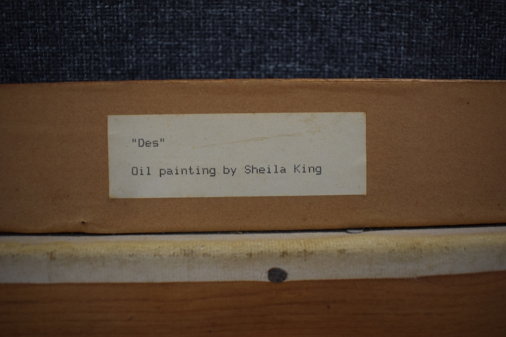 Sheila King (British contemporary) Oil on canvas, 'Des' traditional portrait of a brown spaniel on - Image 6 of 6