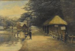 Reginald Edward Edgecome (British 19th/20th century) coloured pencil, Blackrout Pool, Sutton Park,