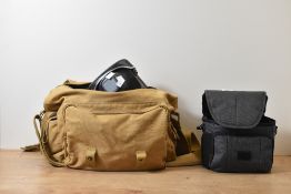 Two camera bags, one unbranded grey bag and one Bestek 'Billingham' style camera bag.