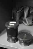 Three Canon lens accessories. A Canon Tele-Converter TC-DC58B 1.5x, a Canon Conversion Lens