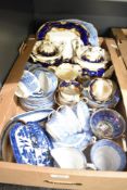 An Adderley part tea service in blue and white pattern no. H/129 (30) sold together with a pretty