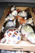 A quantity of tea pots, to include elephant, horse and whale