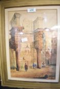 (British School) 19th century print of a Roman architectural facade, 32cm x 42cm, sold together with