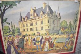 French school poster from MDI editions late 20th Century, 'Francis I and his Court' within red frame