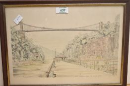 Griffin (British) 'clifton Suspension Bridge from Hotwells, Bristol', print, signed bottom left,