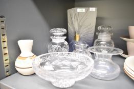 A large Nobile Rhapsody frosted glass vase having hand blown and gilt feather design sold along with