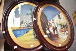 S.Broadbent (British 19th/20th century) a pair of oval Middle Eastern scene watercolours each with