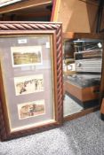 A picture frame containing 3 postcards of Cleveleys Promenade and tennis park, h58cm, sold