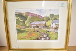 A water colour print, 'Sykes Fell', limited edition 2/850, signed bottom right, 39cm x 32cm
