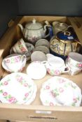 A Royal Vale bone china tea service having gilt edge and floral patterns, comprising of 9 cups, 7