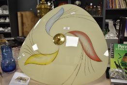 A large mid 20th-century Art Deco-style glass ceiling pendant lamp, characterised by a distinctive