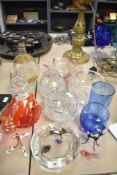 A selection of 20th-century decorative glassware, to include six Murano-style animal figurines, an