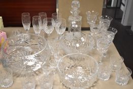 A collection of 20th-century cut crystal glassware, featuring five Edinburgh International long-