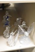 A selection of moulded glass ornaments , animalistic studies