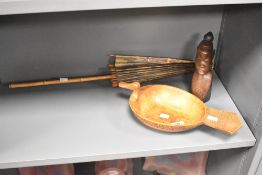 A selection of 20th-century woodwork, to include an African art mahogany bust of a female, an