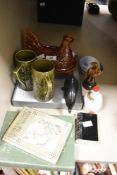 A mixed lot, to include a Portmeirion ceramic Hen on Nest and a set of two 'Totem' Susan Williams-