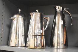 Two 20th-century to modern large stainless steel cafetières, including examples by Stellar and La