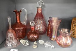 A selection of 20th-century ruby and cranberry-coloured glassware, including a Royal Doulton