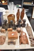 A selection of 20th-century to modern African Art hand-carved sculptures and decorative items,
