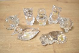 A collection of seven 20th century German Princess House Lead Crystal animal figurines/paperweights,