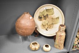 A collection of 20th-century studio pottery and earthenware, to include a large decorative plate