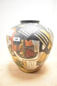 A mid-20th-century Robert Howard Brown studio pottery vase, featuring an abstract design of gold,