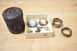 A 20th-century carved resin lidded box featuring the Eight Immortals and calligraphy, sold with