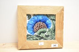 A late 19th to early 20th-century William De Morgan Arts and Crafts framed tile, of the BBB design
