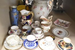 A mixed lot of late 19th to 20th-century bone china and ceramic ware, including a Meissen