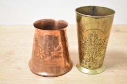 Two decorative Keswick School of Industrial Arts (KSIA) Arts & Crafts metalware, comprising of an