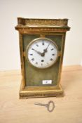 A fine late 19th / early 20th century mantel clock having drum movement with platform escapement,