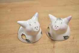 A modern set of French Villeroy & Boch Pig Salt & Pepper Pots, of vegetable design,(2).
