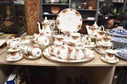 A mid 20th-century Royal Albert bone china 'Old Country Roses' dinner and tea set, featuring