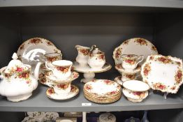A 20th-century Royal Albert Bone China 'Old Country Roses' tea set, featuring a repeating rose