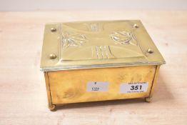 An early 20th-century German Carl Deffner of Esslingen Art Nouveau-style polished brass box, with