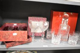 A selection of 20th-century crystalware, to include: a pair of Royal Albert crystal wine glasses,