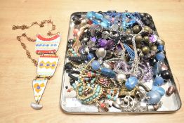 An assortment of costume jewellery, including beaded jewellery and statement pieces