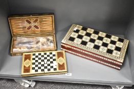 A 20th-Century Hand-Crafted Middle Eastern-Style Backgammon and Chess Board Set,featuring