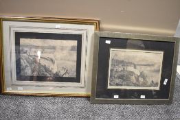 An interesting 19th century pencil drawing 'View of The Schloss Falls' (Rhine, Germany) within a