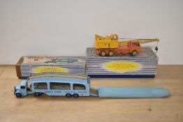 Dinky Supertoys Die-casts, 982 Pullmore Car Transporter with 994 Loading Ramp, blue chassis and cab,