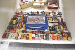Playworn Die-casts, Matchbox and similar including Matchbox Carry case with plastic trays, 100+